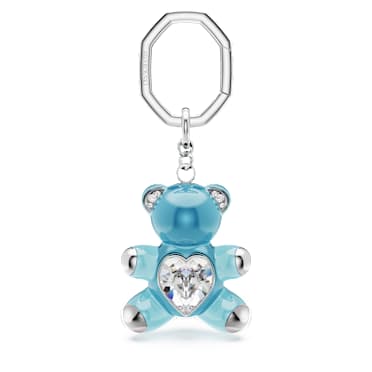 Teddy key ring, Bear, Blue, Rhodium plated - Swarovski, 5733826