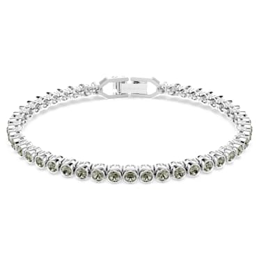 Imber Tennis bracelet, Round cut, Black, Rhodium plated - Swarovski, 5734238