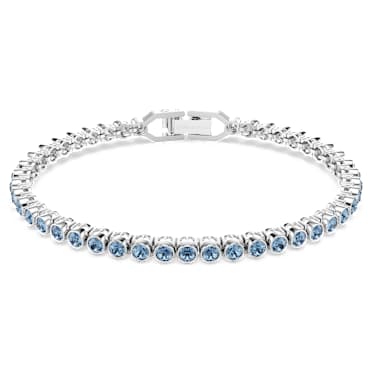 Imber Tennis bracelet, Round cut, Blue, Rhodium plated - Swarovski, 5734239