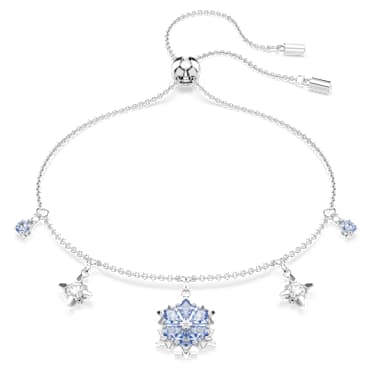 Magic bracelet, Snowflake, Blue, Rhodium plated - Swarovski, 5734244