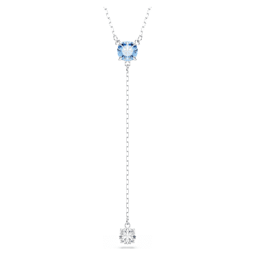 Stilla Attract Y字型ネックレス, ラウンドカット, ブルー, ロジウム・プレーティング - Swarovski, 5734249