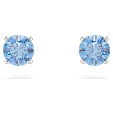Stilla Attract stud earrings, Round cut, White, Rhodium plated - Swarovski, 5734250