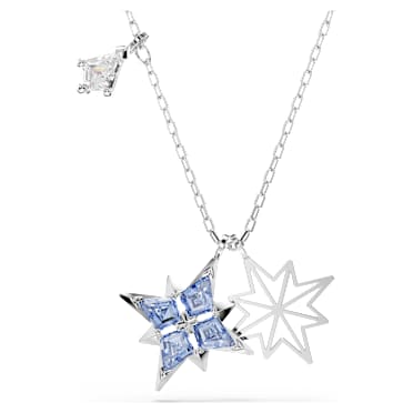 Symbolica pendant, Star, Blue, Rhodium plated - Swarovski, 5734252