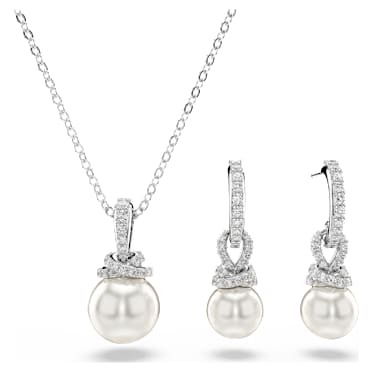 Originally 세트, 파베, 크리스털 펄, 화이트, 로듐 플래팅 - Swarovski, 5734280