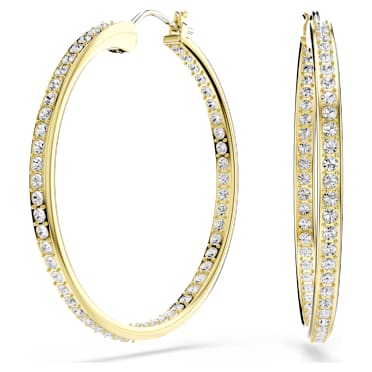 Sommerset 大圈耳環, 白色, 鍍金色色調 - Swarovski, 5734281