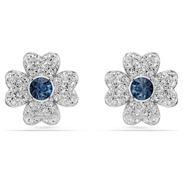 Clous d'oreilles Symbolica, Trèfle à quatre feuilles, Bleues, Métal rhodié - Swarovski, 5734545