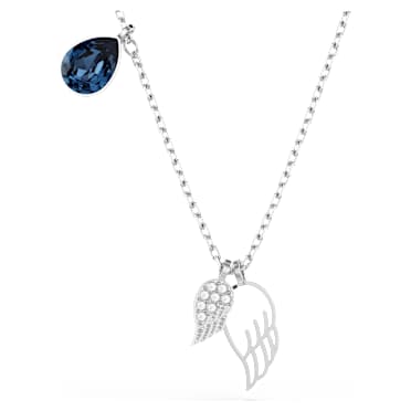 Symbolica necklace, Wings, Blue, Rhodium plated - Swarovski, 5734554