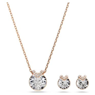 Bella V 세트, 라운드 컷, 화이트, 로즈골드 톤 플래팅 - Swarovski, 5734674