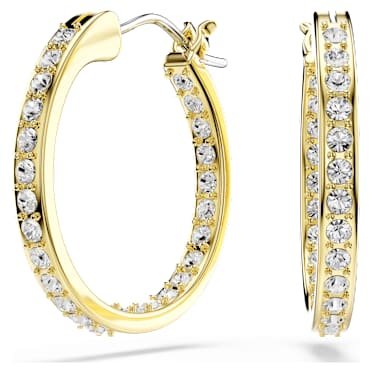 Sommerset hoop earrings, Small, White, Gold-tone plated - Swarovski, 5735020