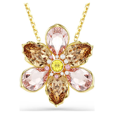 Idyllia pendant and brooch, Mixed cuts, Flower, Multicolored, Gold-tone plated - Swarovski, 5735227