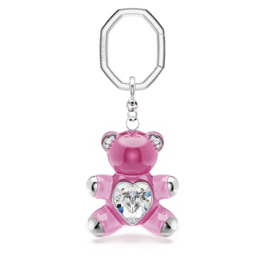 Porte-clés Teddy, Ours, Rose, Métal rhodié - Swarovski, 5735365