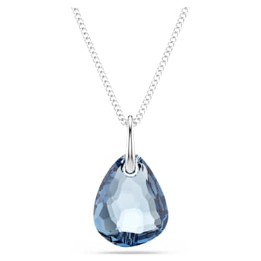 Galet pendant, Blue, Rhodium plated - Swarovski, 5735418
