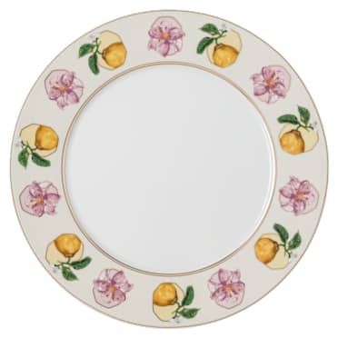 Idyllia dinerbord, Porselein, Motief met kristallen print, lelie en citroen, Meerkleurig - Swarovski, 5735517
