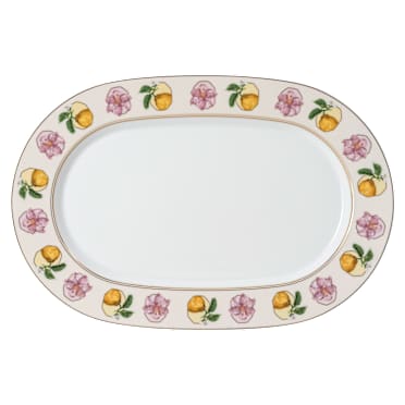 Idyllia serveerschaal, Porselein, Motief met kristallen print, lelie en citroen, Klein, Meerkleurig - Swarovski, 5735520