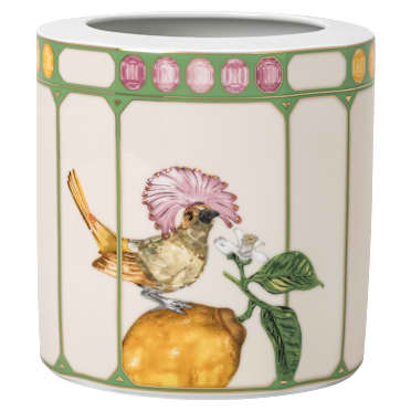Idyllia vase, Porcelain, Crystal print motif, Flycatcher, Medium, Multicolored - Swarovski, 5735528