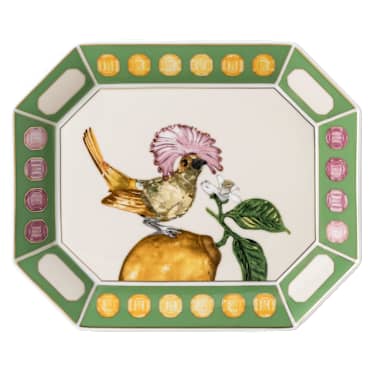Idyllia tray, Porselein, Motief met kristallen print, kroontiran, Groot, Meerkleurig - Swarovski, 5735531