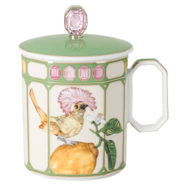 Idyllia mok, Porselein, Motief met kristallen print, kroontiran, Groen - Swarovski, 5735534