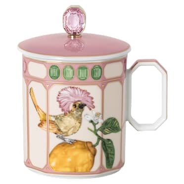 Tasse Idyllia, Porcelaine, Motif imprimé cristal, porte-éventail roi, Rose - Swarovski, 5735535