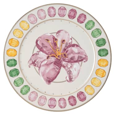 Idyllia onderbord, Porselein, Motief met kristallen print, lelie, Meerkleurig - Swarovski, 5735538