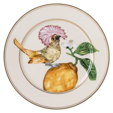 Plato de pan Idyllia, Porcelana, Motivo de impresión de cristal, mosquero, Multicolor - Swarovski, 5735562