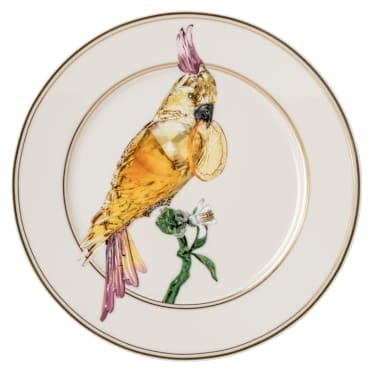 Idyllia ontbijtbord, Porselein, Motief met kristallen print, kaketoe, Meerkleurig - Swarovski, 5735563