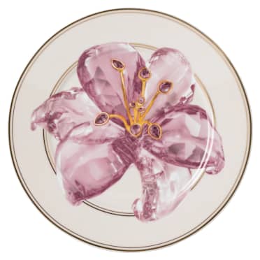 Idyllia ontbijtbord, Porselein, Motief met kristallen print, lelie, Paars - Swarovski, 5735564