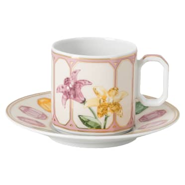 Idyllia espressokopje en schotel, Porselein, Motief met kristallen print, citroen, Meerkleurig - Swarovski, 5735626
