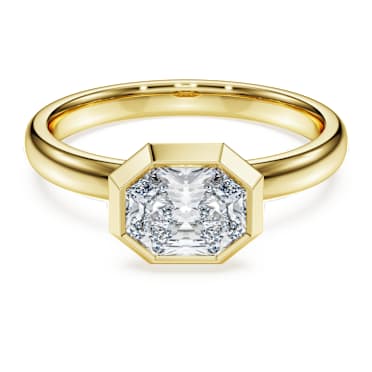 Inel bezel Octagon, Diamante create în laborator 1.0 ct tw, Formă octogonală, Aur galben 18K - Swarovski, 5735717