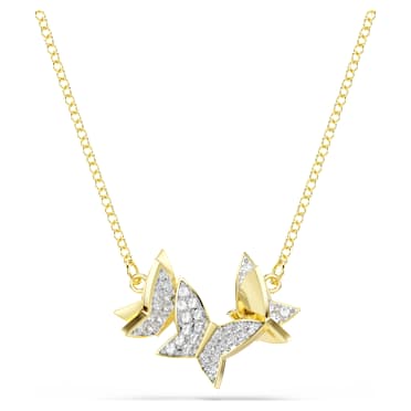 Idyllia Lilia สร้อยคอ, ผีเสื้อ, ขาว, เคลือบโทนสีทอง - Swarovski, 5736068