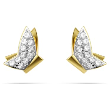 Idyllia Lilia düğme Küpeler, Kelebek, Beyaz, 18k altın rengi yüzey - Swarovski, 5736070