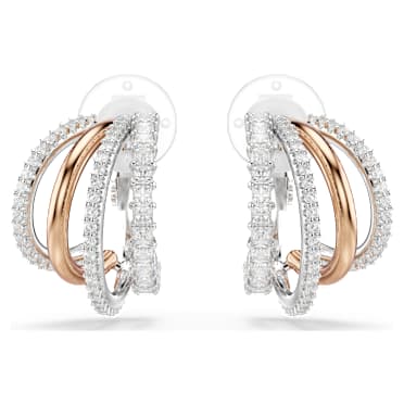 Hyperbola クリップイヤリング, ミックスカット, ホワイト, ミックスメタル仕上げ - Swarovski, 5736944
