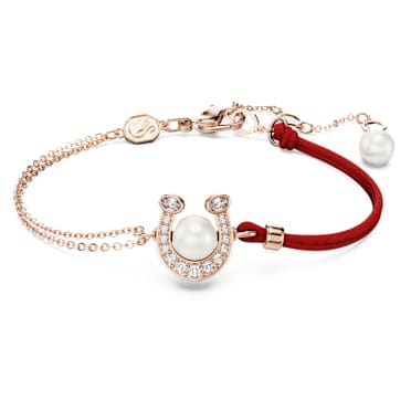 Symbolica bracelet, Crystal pearl, Pavé, Horseshoe, White, Rose gold-tone plated - Swarovski, 5736976