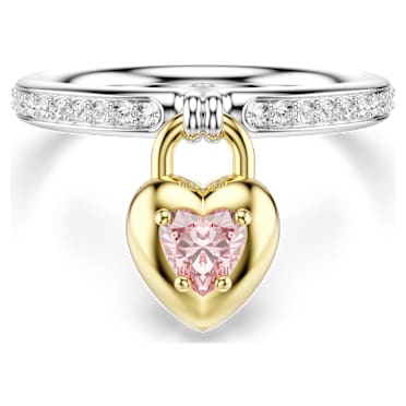 Anillo con motivo Idyllia, Tallas mixtas, Corazón, Rosa, Combinación de acabados metálicos - Swarovski, 5737268