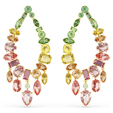 Gema 水滴形耳環, 混合式切割，枝形設計, 漸層色, 18K 金飾面 - Swarovski, 5737445