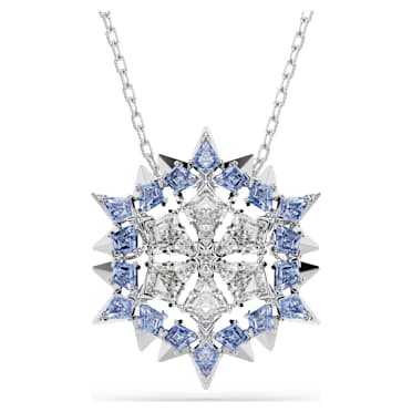 Magic จี้สร้อยคอและเข็มกลัด, เกล็ดหิมะ, ฟ้า, เคลือบโรเดียม - Swarovski, 5737619