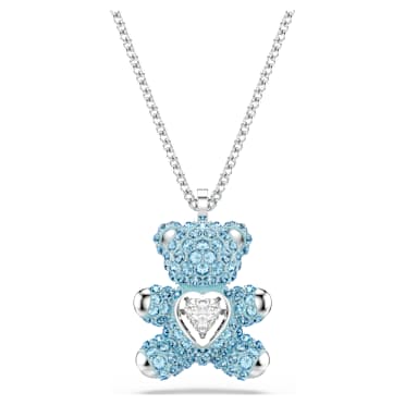 Teddy pendant, Bear, Blue, Rhodium plated - Swarovski, 5737620