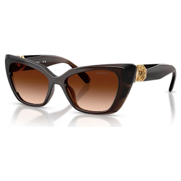 Sunglasses, Cat-eye shape, SK6047, Dark brown - Swarovski, 5737923