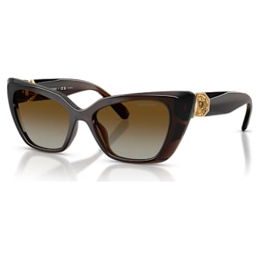 Sunglasses, Cat-eye shape, SK6047, Light brown - Swarovski, 5737924