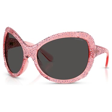 แว่นกันแดด, ขนาดใหญ่ ทรงเหลี่ยม, ทรงตาแมว, SK6052, ชมพู - Swarovski, 5738137