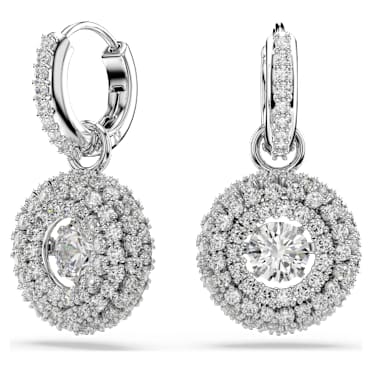 Sublima damla küpeler, Yuvarlak kesim, Beyaz, Rodyum kaplama - Swarovski, 5738193