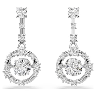 Constella 드롭 이어링, 라운드 컷, 댄싱 스톤(Dancing Stone), 화이트, 로듐 플래팅 - Swarovski, 5738194