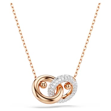 Dextera จี้สร้อยคอ, เจียระไนทรงกลม, ขาว, เคลือบโทนสีโรสโกลด์ - Swarovski, 5738200