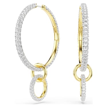 Cercei rotunzi Dextera, Tăietură rotundă, Albi, Finisaj din aur de 18k - Swarovski, 5738201
