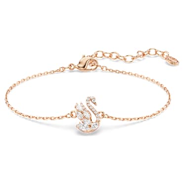 Bracelet Swan, Tailles variées, Cygne, Blanc, Doré à l’or rose 18 carats (750/1000) - Swarovski, 5738202