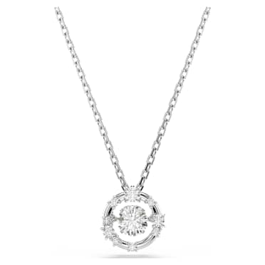 Constella จี้สร้อยคอ, เจียระไนทรงกลม, Dancing Stone, ขาว, เคลือบโรเดียม - Swarovski, 5738247