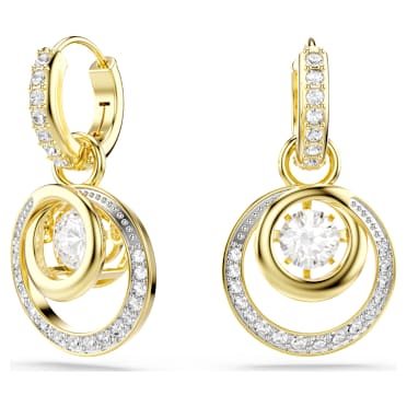 Pendants d'oreilles Hyperbola, Taille ronde, Blanches, Doré à l’or 18 carats (750/1000) - Swarovski, 5738249