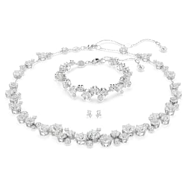 Constella 套裝, 混合式切割, 白色, 鍍白金色 - Swarovski, 5738285