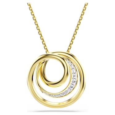 Hyperbola Halskette, Rundschliff, Weiß, 18K Goldbeschichtet - Swarovski, 5740410