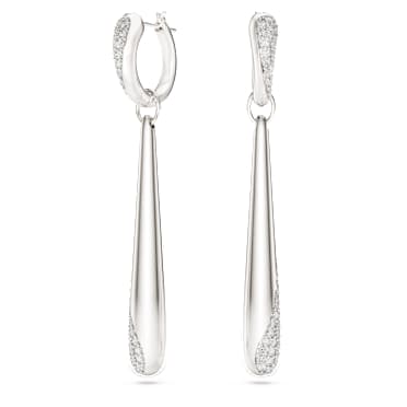 Swarovski Classica 大圈和垂墜式耳環, 圓形切割, 白色, 銀 - Swarovski, 5740455