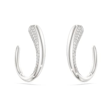Swarovski Classica hoop earrings, Round cut, White, Sterling silver - Swarovski, 5740456